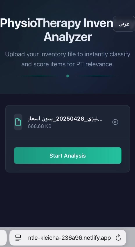 الملف بعد اختياره وجاهزيته للتحليل